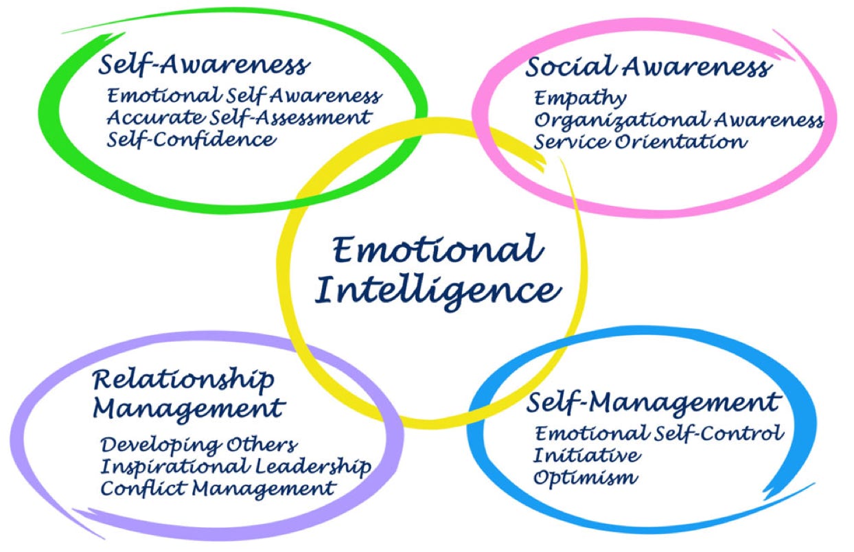 The 4 domains of EI - Self-Awareness, Self-Mabagement, Social Awareness and Relationship Management